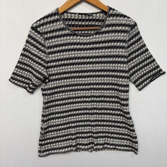 MM. Lafleur Women Short Sleeve Blouse Knit Top Shirt Size Large Cotton D049 -30 - Picture 8 of 13